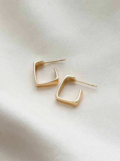 18k Gold Plated Rectangle Hoop Earrings