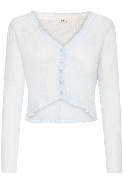 SHEER V-NECK BUTTON CARDIGAN