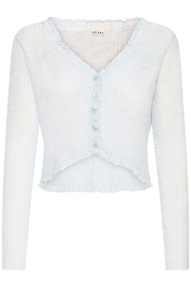 SHEER V-NECK BUTTON CARDIGAN