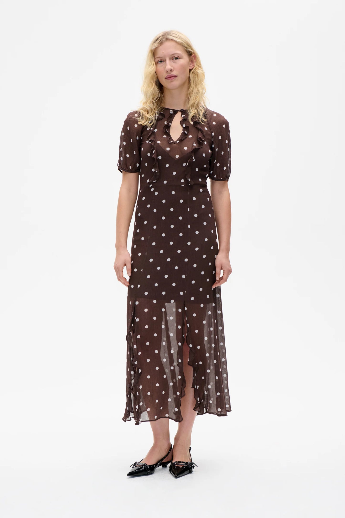 ALARA DRESS - Brown Polka Dot