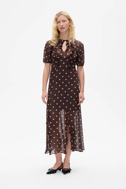 ALARA DRESS - Brown Polka Dot