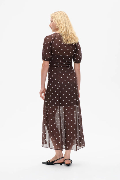 ALARA DRESS - Brown Polka Dot
