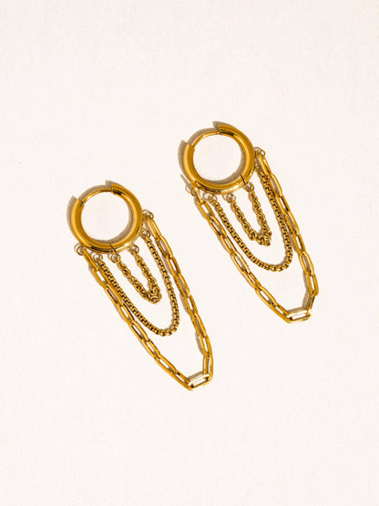 Vianne 18K Gold Non-Tarnish Multi Chain Drop Earrings