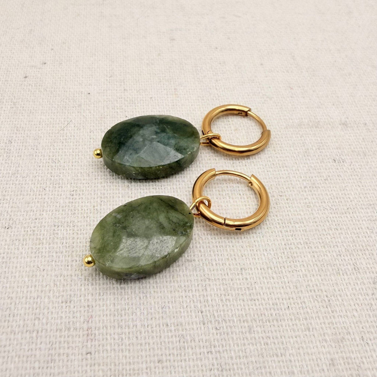 Everyday Oval Faceted Moss Hoops
