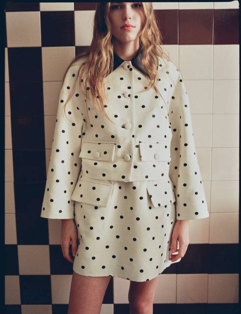 BEBETH JACKET - Egret Creme Dot