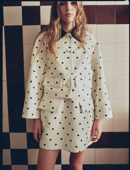 BEBETH JACKET - Egret Creme Dot