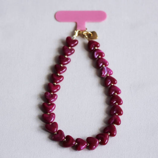 Phone cord hearts - magenta