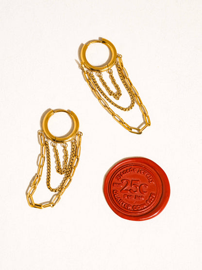 Vianne 18K Gold Non-Tarnish Multi Chain Drop Earrings
