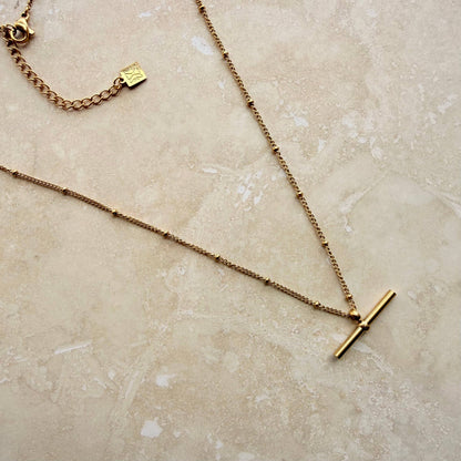 Everyday Gold Bar Necklace on Ball Chain