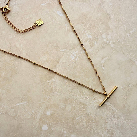 Everyday Gold Bar Necklace on Ball Chain