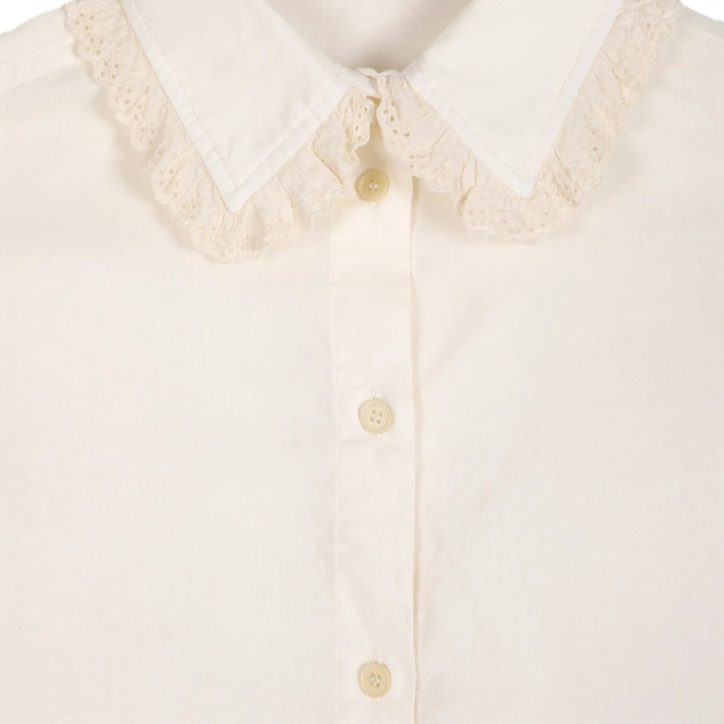 LACE COLLAR POPLIN SHIRT - Off-White