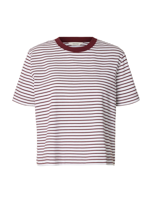 SELECTED STRIPED BOXY TEE - Port Stripe