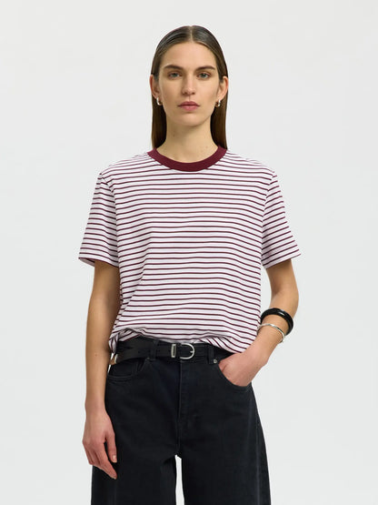SELECTED STRIPED BOXY TEE - Port Stripe