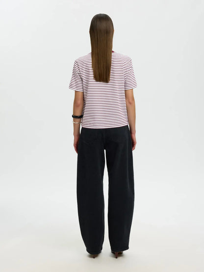 SELECTED STRIPED BOXY TEE - Port Stripe