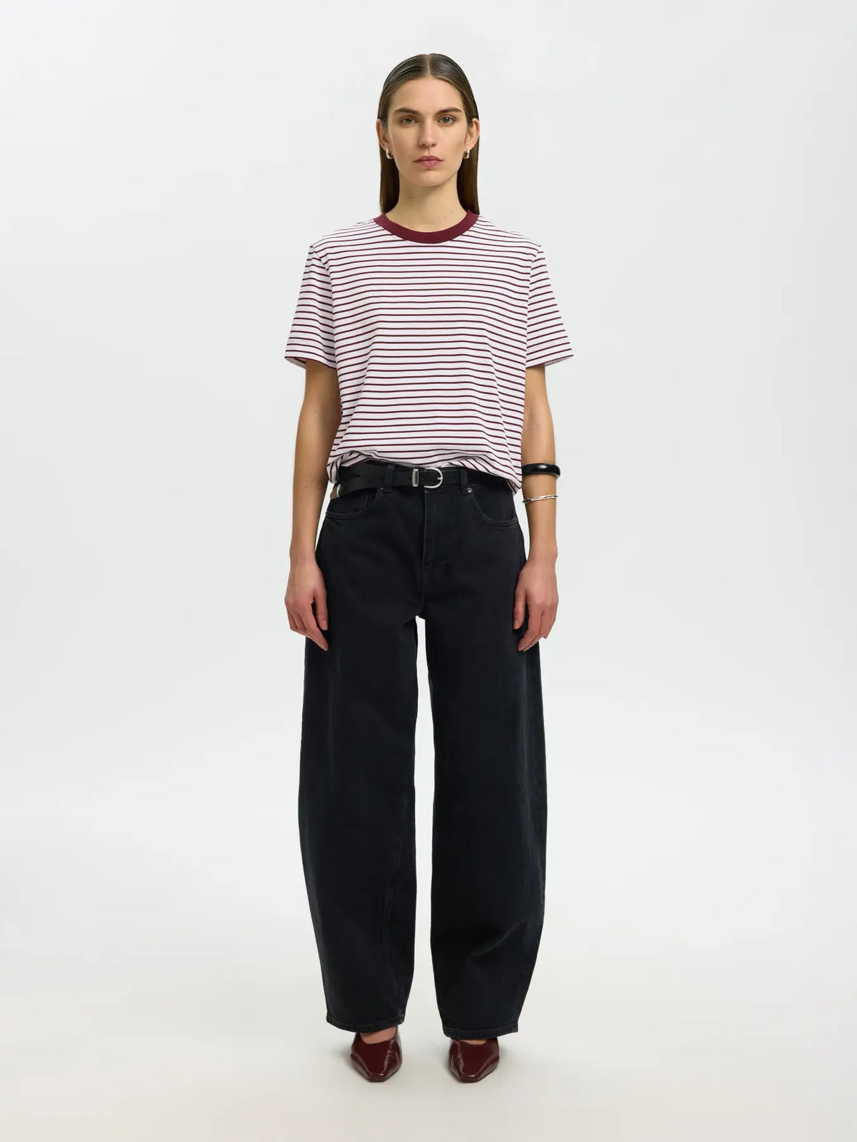 SELECTED STRIPED BOXY TEE - Port Stripe