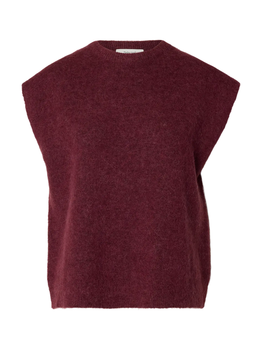 SELECTED KNIT VEST - Burgundy