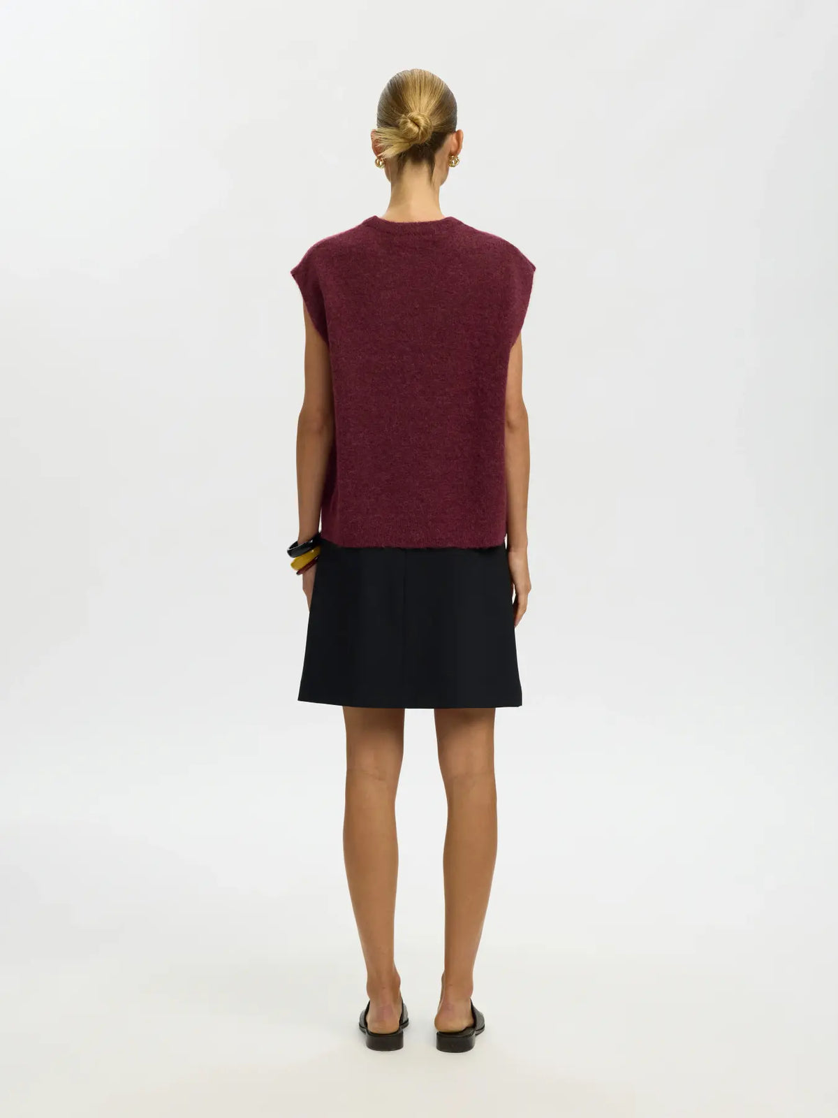 SELECTED KNIT VEST - Burgundy