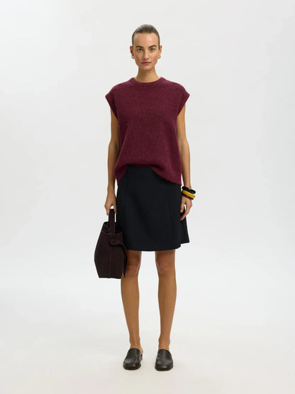 SELECTED KNIT VEST - Burgundy