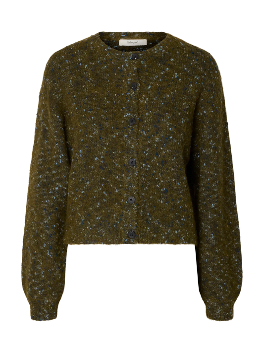 SELECTED KNIT CARDIGAN -Speckled Green